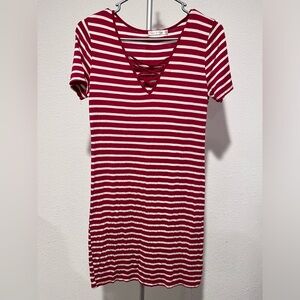 Red And White Stripped Stretchy Dress